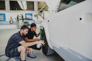 panel beating apprentice learning at Leven Smash Repairs