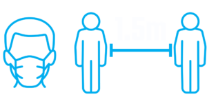 covid mask and social distance icon graphic